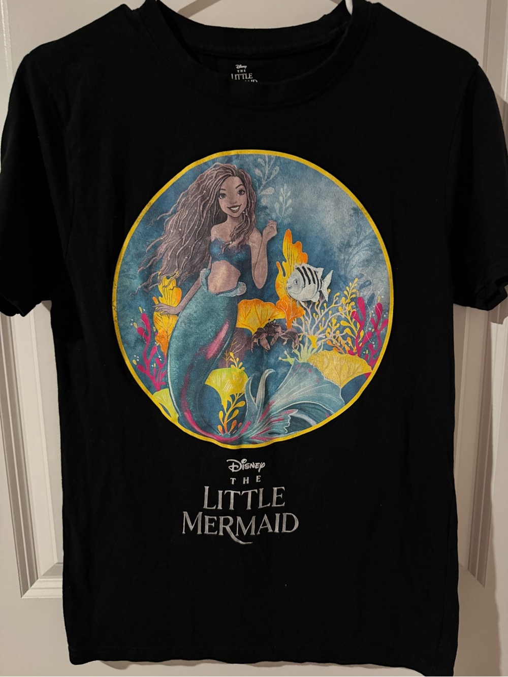 Disney Black Little Mermaid Ariel Graphic Tee with Ocean Colors